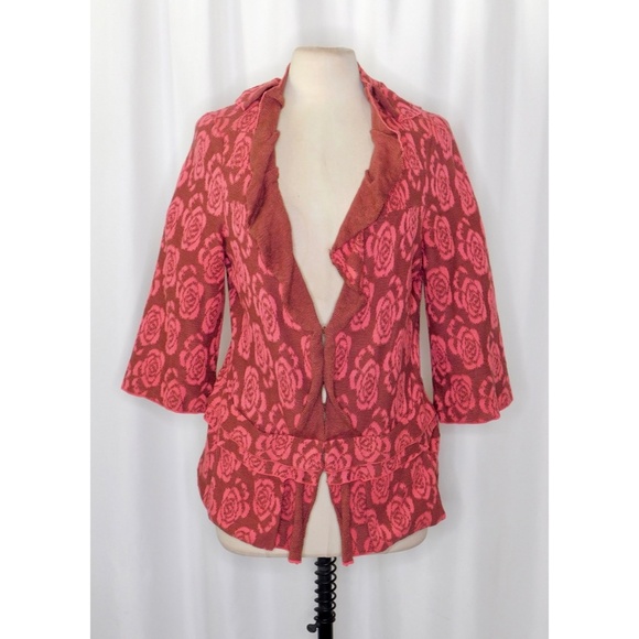 Anthropologie YELLOW BIRD Any Other Rose Roses Floral Cardigan Sweater Large - Picture 3 of 12